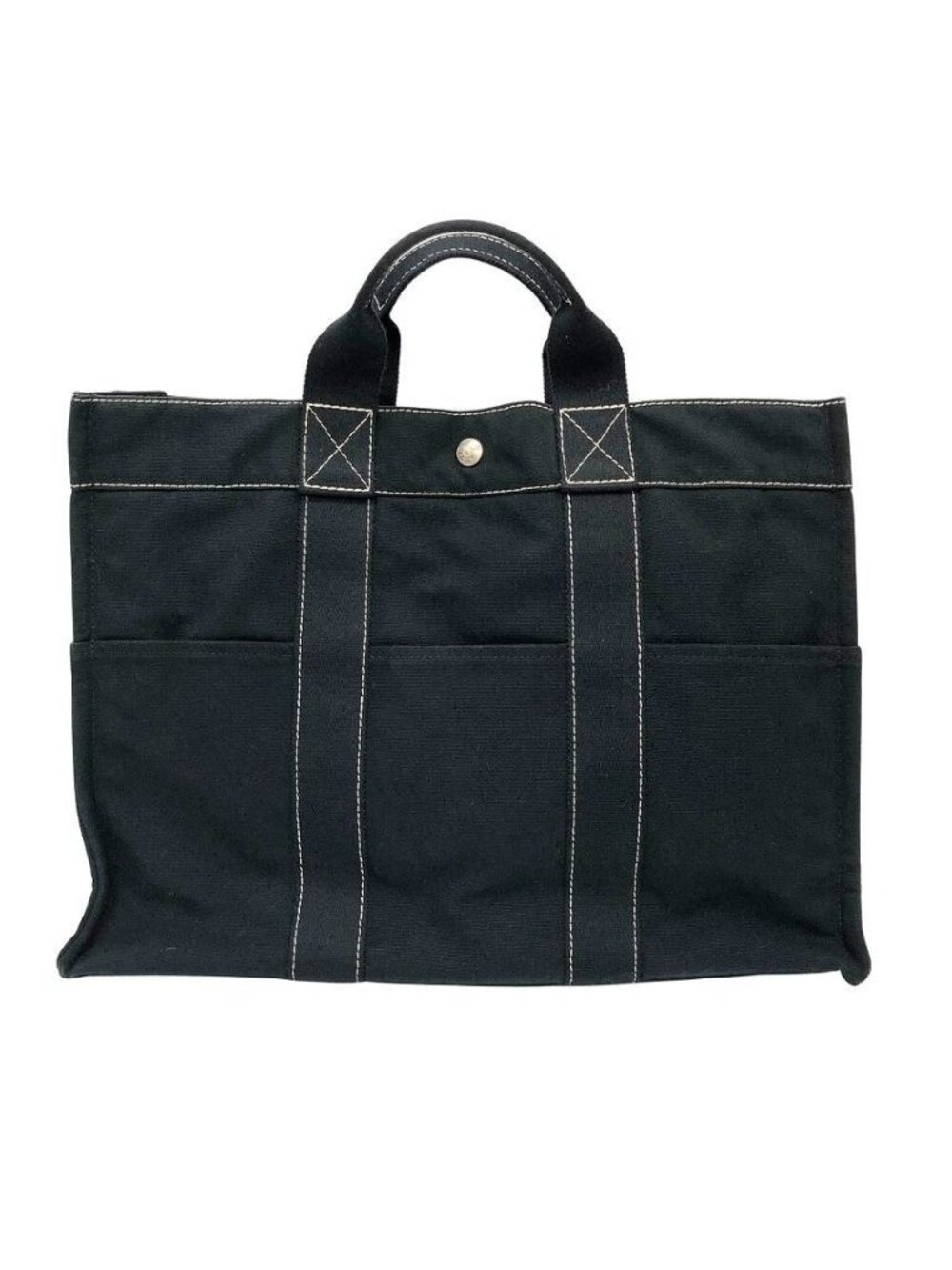 Hermes Sac Deauville MM Tote Bag Canvas Black